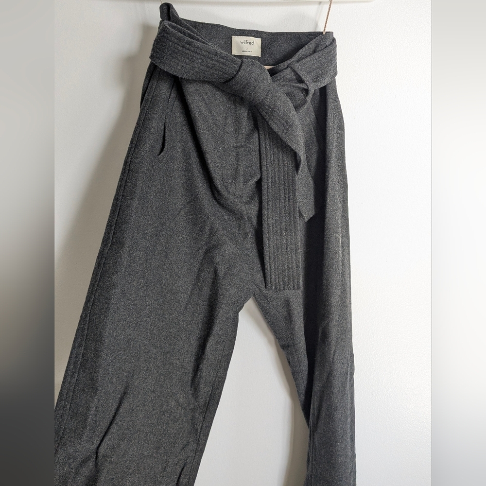 Wilfred Charcoal Tie-Front Trousers